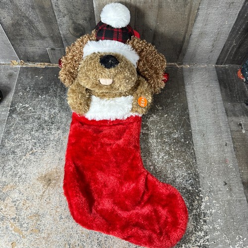 Dan Dee Dog Christmas Holiday Stocking Animated Ears Singing Bells - Picture 9 of 9