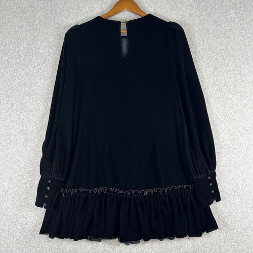 The Vampire's Wife X H&M Dress Women Large Black Velvet Long Sleeve Ruffled NWT - Picture 14 of 14