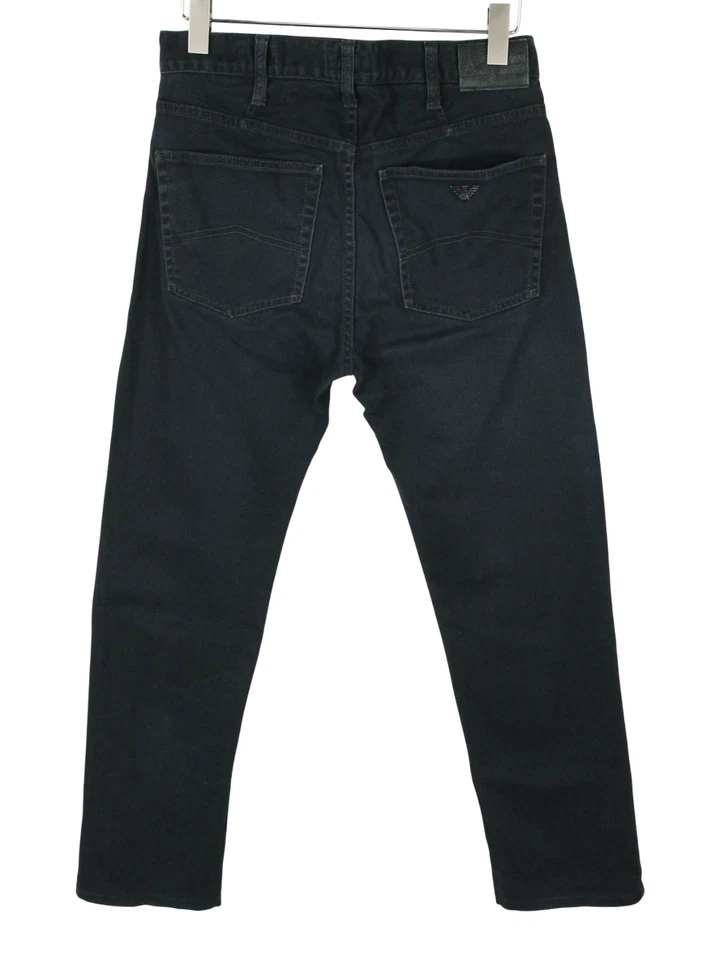 Pantalones de mezclilla ARMANI J31 calce regular para hombre W32 negros con logotipo estirado cremallera mosca Foto 2 de 4