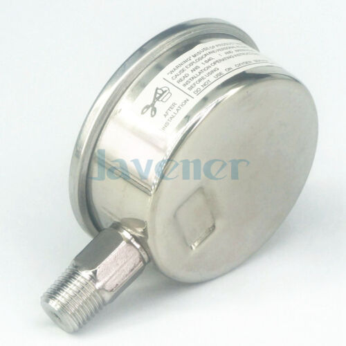 Medidor de presión de esfera de 60 mm 0-400 bar 1/4"" NPT 304" barra de acero inoxidable PSI N2 vapor - Imagen 2 de 4