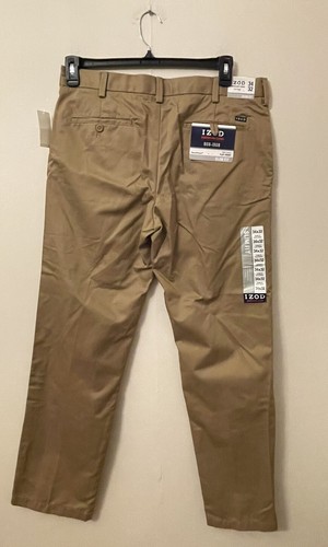 Nuevos con etiquetas Pantalones Chinos Americanos Izod Sin Hierro Frontal Plano Recto Talla 34 x 32 Beige para Hombre - Imagen 8 de 8