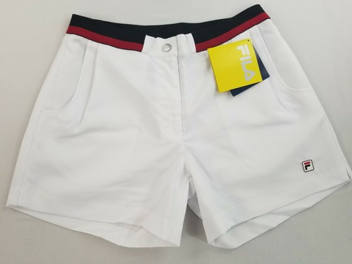 Fila women heritage tennis shorts TW163RF1 wicking stretch white sz S $50 - Picture 1 of 9