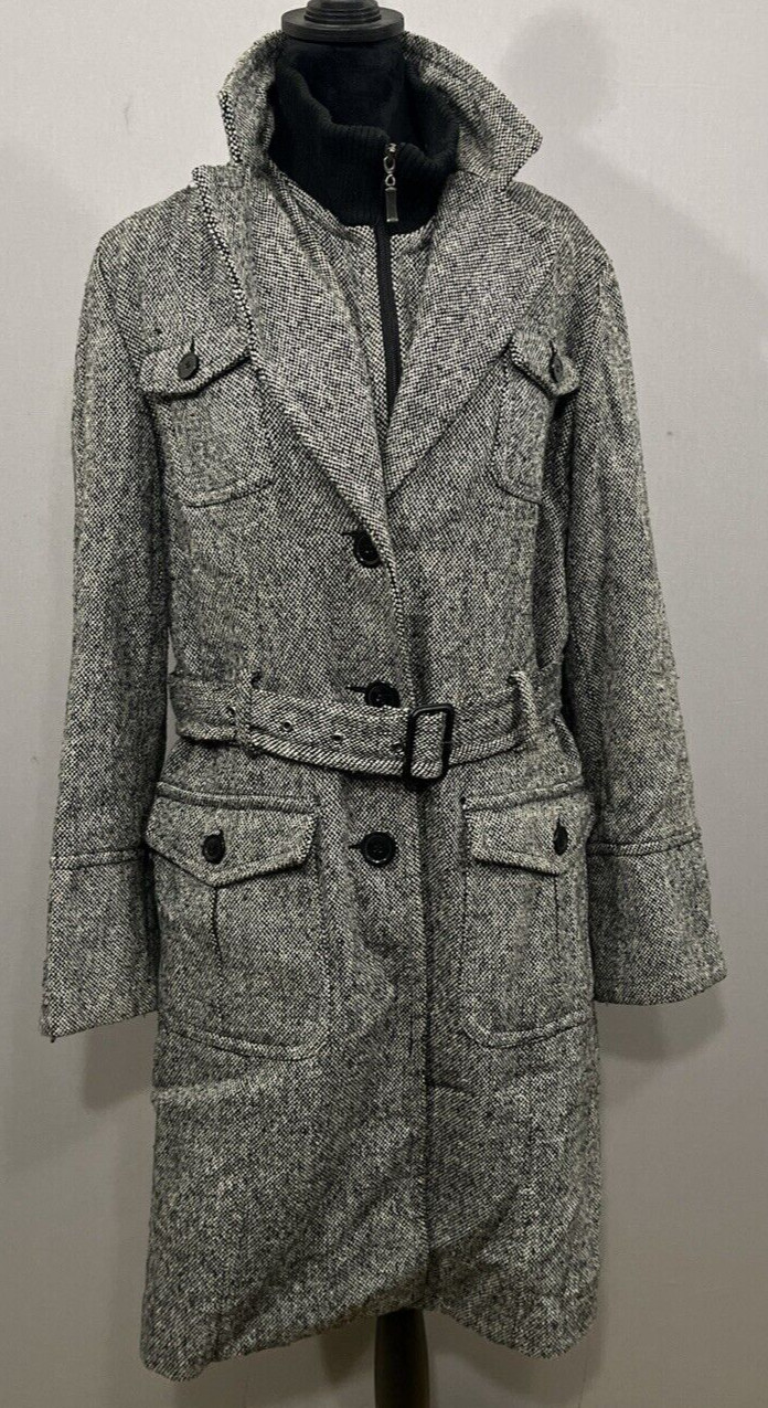 Donnybrook Authentic Outerwear Black White Belted… - image 1