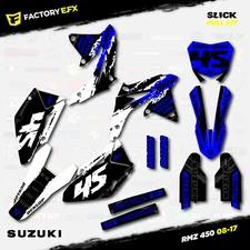 White & Blue Slick Racing Graphics Kit fits 08-17 Suzuki RMZ450 Sticker RMZ 450