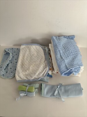 Lot of 14 Spit Up Rags: 5 Gerber, 1 Kyle & Deena, 8 Unbranded, + 4 Small