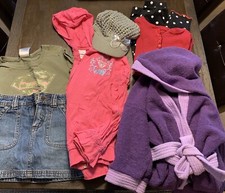 Girls, Lot Of 7 / Purple Robe, Tops, Skirt, Hat, Pants Size 6 / Small
