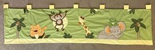 Kids Nursery Window Valance Jungle Animals Giraffe Monkey Tiger Yellow Green 60"