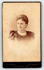 Original Vintage Antique Photo CDV Beautiful Lady Dress New Haven Connecticut