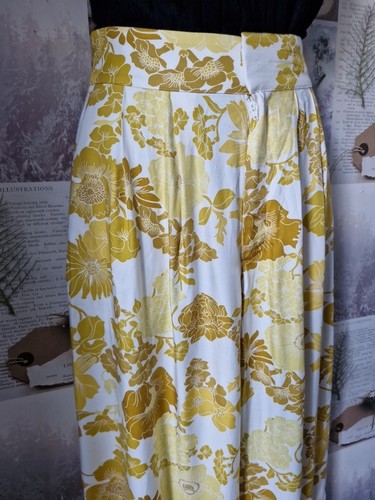 Ted Baker Ideline Long Floral Mustard Print Woven Trousers Size 0 UK 6 VGC - Picture 3 of 5