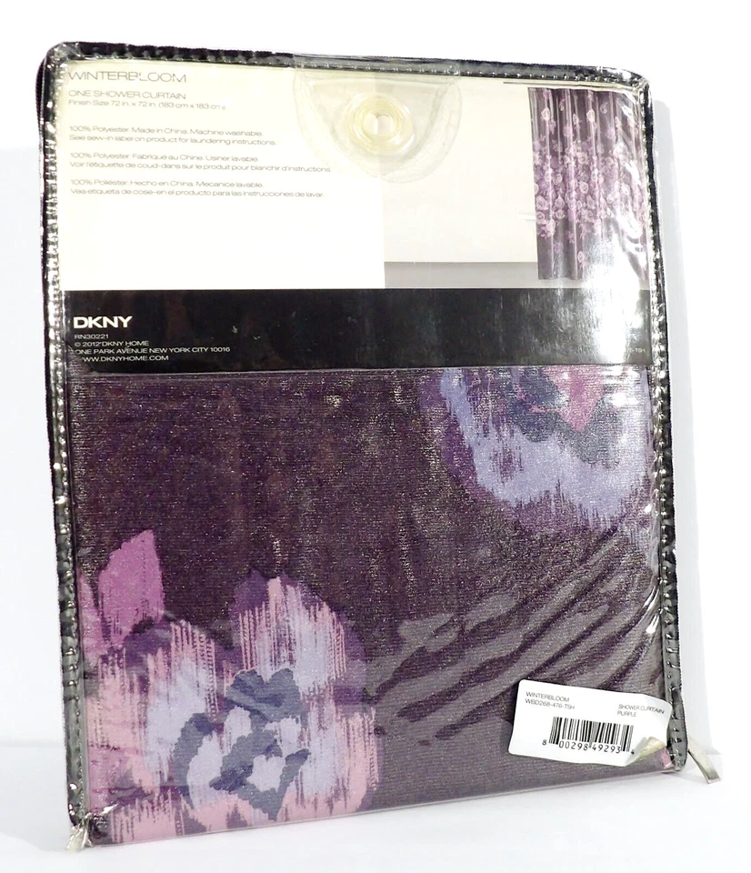 DKNY WINTERBLOOM Cortina de Ducha Tela Floral Púrpura 72" x 72" Foto 2 de 3