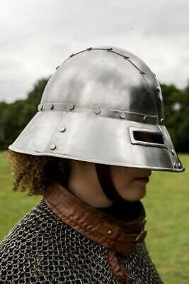 Medieval Knight 18ga Polish Steel Guardsman Helmet Warrior Kettle larp cosplay
