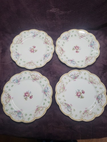 Haviland Limoges vintage double gold Schleiger 72 dinner plates Set Of 4 - Picture 2 of 6