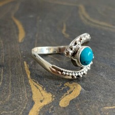 925 Sterling Silver Round Shape Turquoise Genuine Handmade Women Unique Jewelry