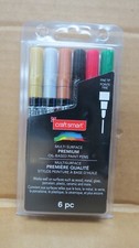 CRAFT SMART 621356 MULTI SURFACE PREMIUM OIL-BASED PAINT PENS 6 PC NEW