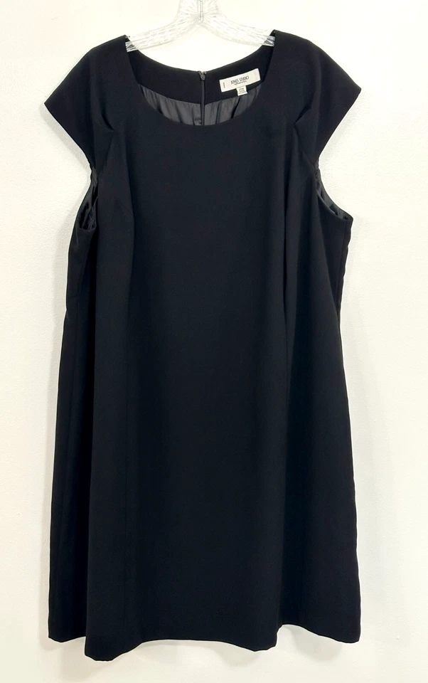 Vestido Jones Studio Talla Grande 22W Negro Manga Corta 2X Forrado Preppy Oficina Foto 4 de 4