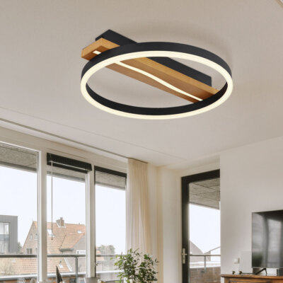 Plafonnier LED Hofstein - Noir/Blanc Avec Variateur - Lampe Suspension Moderne
