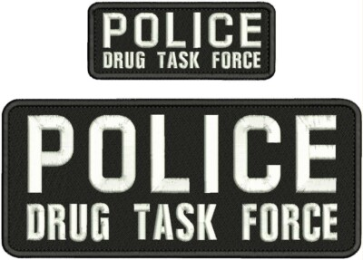 #ad #ad POLICE DRUG TASK FORCE embroidery patch 4X10 2x5 hook on back WHITE ON BLACK $16.75