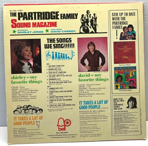 Partridge Family Sound Magazine Vinyl Record 1971 David Cassidy Shirley Jones - Picture 4 of 5