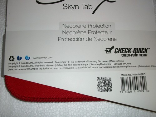 SUMDEX SKYN TAB for GALAXY TAB 10.1 Red Neoprene Protective Sleeve 10" Tablets - Picture 6 of 6