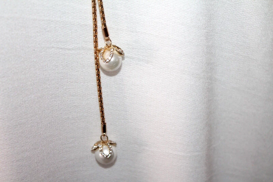 Charter Club Collares Convertibles Chapados en Oro Talla Ajustable Perla Foto 3 de 4