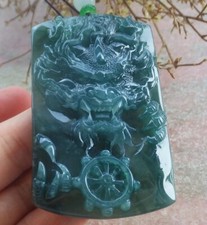 Video Certified Icy Green Natural A Jade jadeite Pendant Dragon 701714 AS