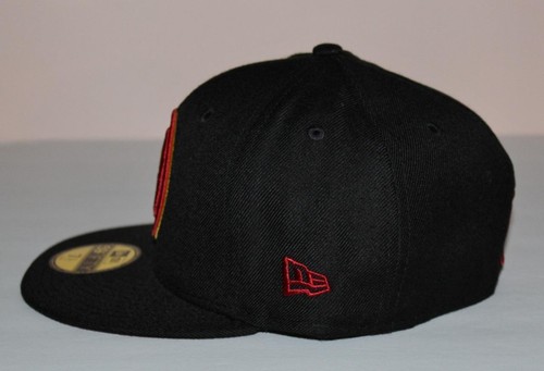 59Fifty New Era Fitted Hat Cap BROOKLYN NETS NBA Black Burgundy Size 7 5/8 *7J - Picture 3 of 8