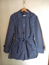 Barbara Lebek Women's Navy Blue Print Waterproof Hooded Rain Jacket Uk 10