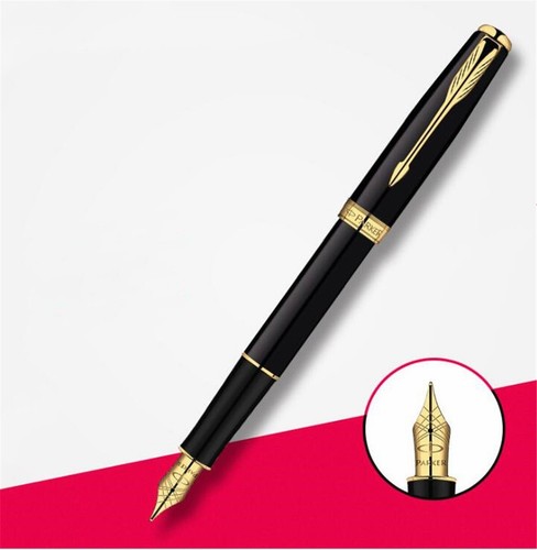 Parker Sonnet Fountain Pen Matte Black Gold Clip With Fine 0.5mm Steel Nib - Picture 2 of 8