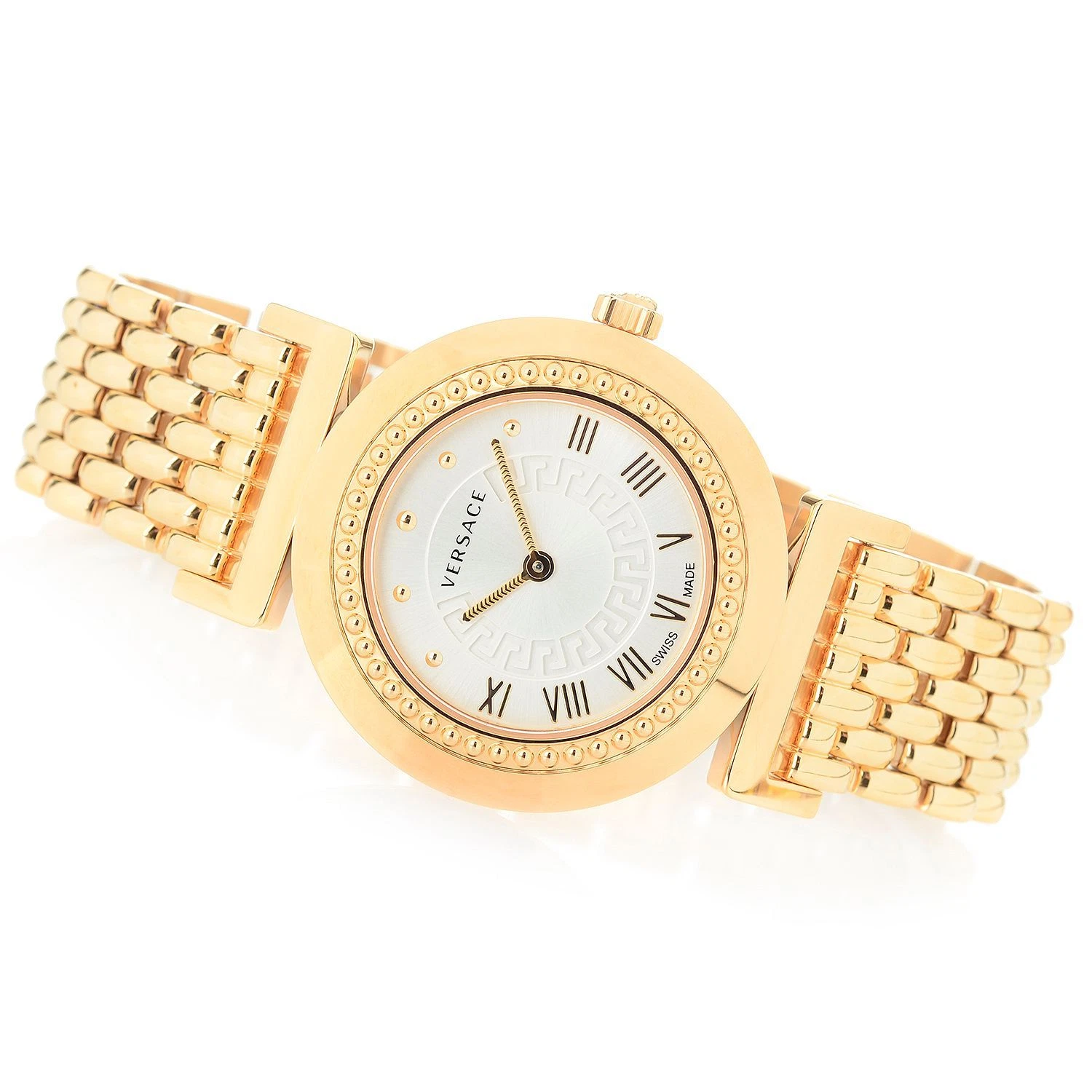 Orologio Versace Donna P5Q80D001 H080 Vanity Oro Rosa IP Quadrante Argento Bracciale