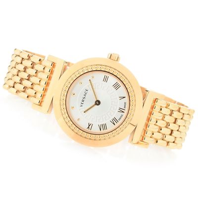 Versace Women's P5Q80D001 H080 Vanity Rose Gold IP Silver Dial Bracelet Watch