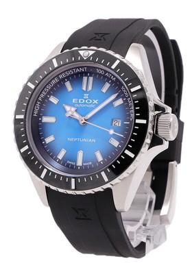 EDOX Neptunian 80120-3NCA-BUIDN Men's Automatic SS CE Rubber 44mm Wristwatch
