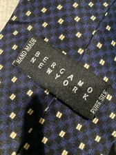 Bergamo New York Necktie Pure Silk Blue Geometric Print Tie