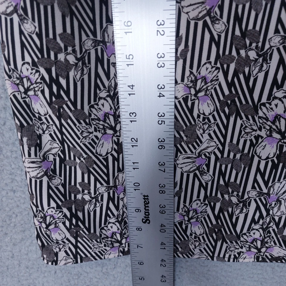 Vestido recto eShakti para mujer mediano negro blanco geométrico floral midi manga 3/4 Foto 4 de 4