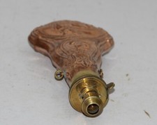 Antique Copper Gun Powder Flask Applicator Storage Collectible