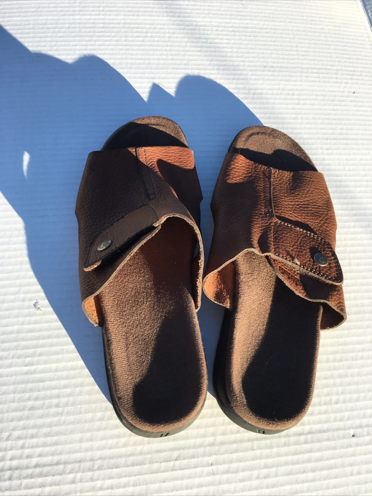 Timberland sandalo uomo taglia 8 tomaia in pelle marrone S17