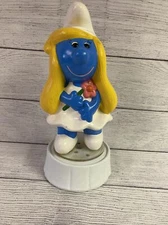 Smurfs Smurfette TURNING Figure Vintage Ceramic Musical RARE 11” FAST SHIPPING