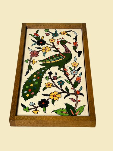 Famous Karakashian Jerusalem 9"x5" Tile Art Peacock Armenian Ceramic Tile Israel - Picture 3 of 8