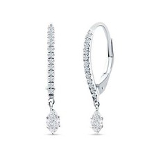 Dangle Hoop Leverback Round Marquise Earrings CZ 925 Sterling Silver 22mm