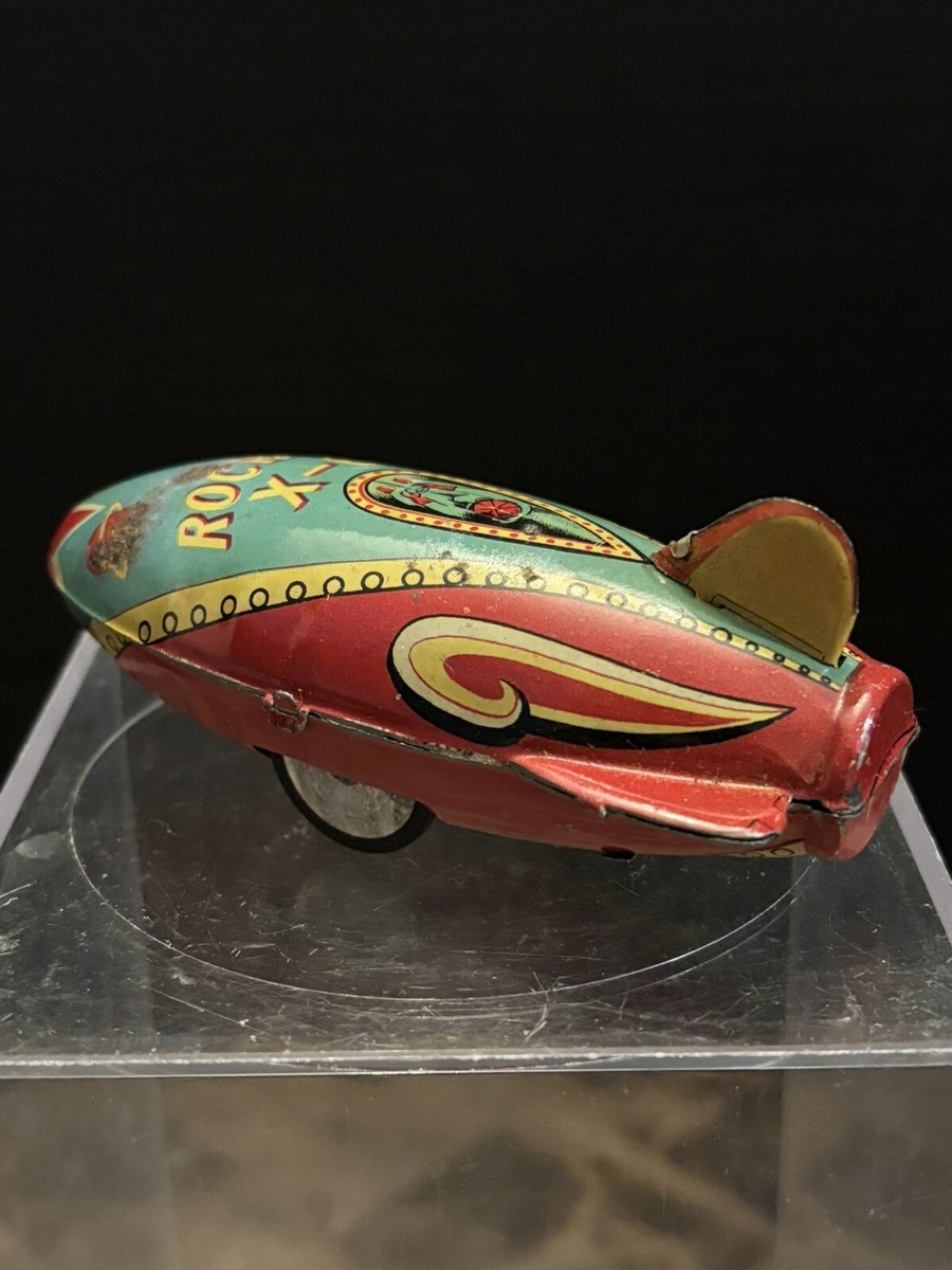 Original MASUDAYA Rocket X-6 Space Japan 1952 tin toy 3 3/4