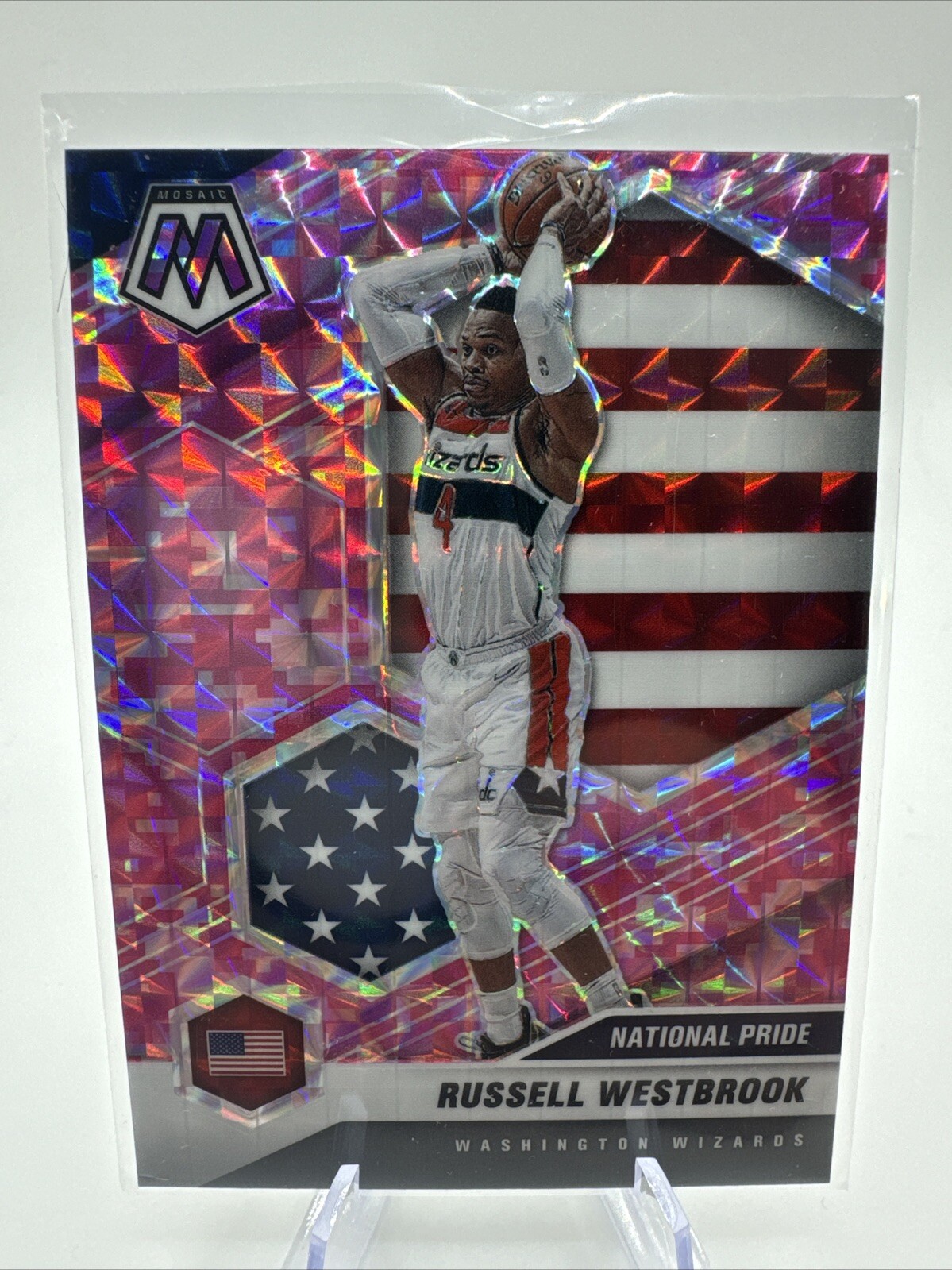 2020-21 Mosaic Russell Westbrook National Pride Pink Camo Prizm Wizards #253