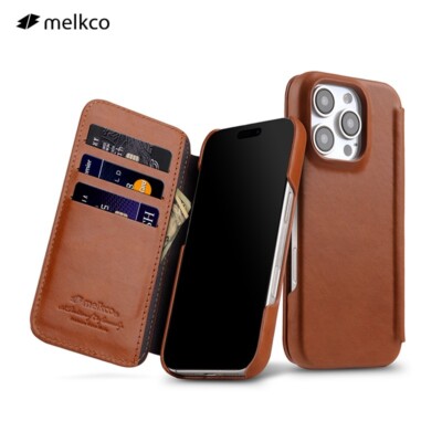 Melkco Echt Leder Kartenfach MagSafe Case Dünn Schutztasche fr iPhone 16 Pro Max