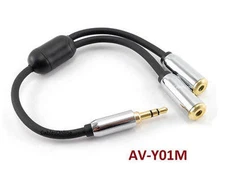 6 inch 3.5mm Stereo Mobile-Type Male to 2-Female Audio Headphone Y-Splitter