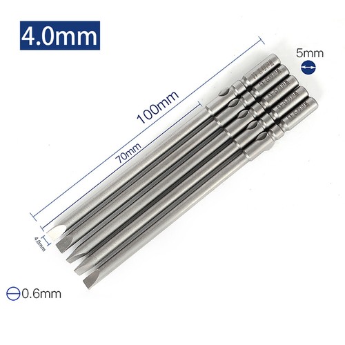 Magnetic Slotted Bits Set SL2 SL2.5 SL3 SL4 SL5 Screwdrivers Bit 4mm Round Shank - Picture 21 of 22