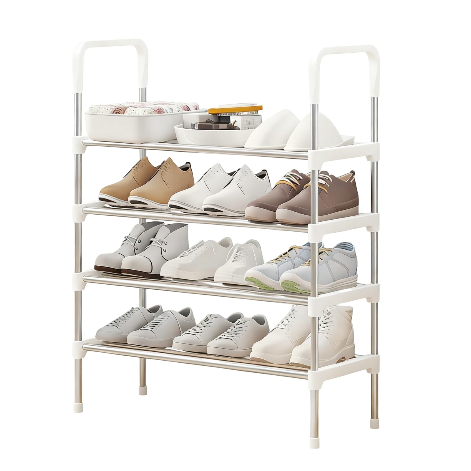 Nydunce Organizer per Scarpe 4 Livelli, Scaffale Portascarpe Salvaspazio Slim...