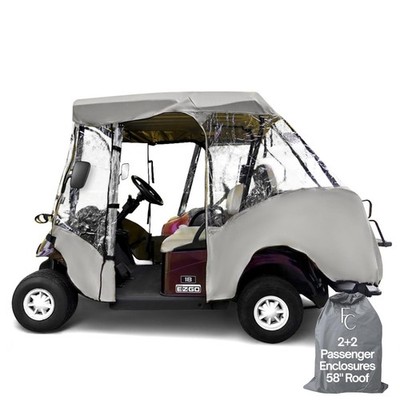 Formosa Covers Updated 2+2 Golf Cart Enclosure Drivable Rain Universal, Grey