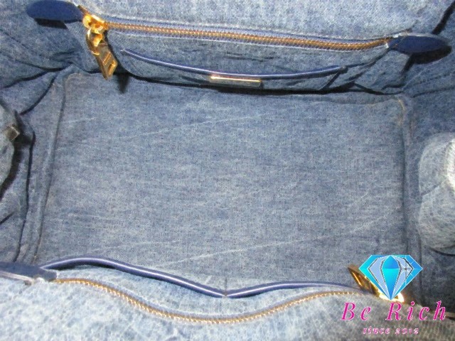 PRADA Tote Bag Handbag Canapa B1877B Blue Denim Canvas Logo Shoulder Bag Used Fr thumbnail 6