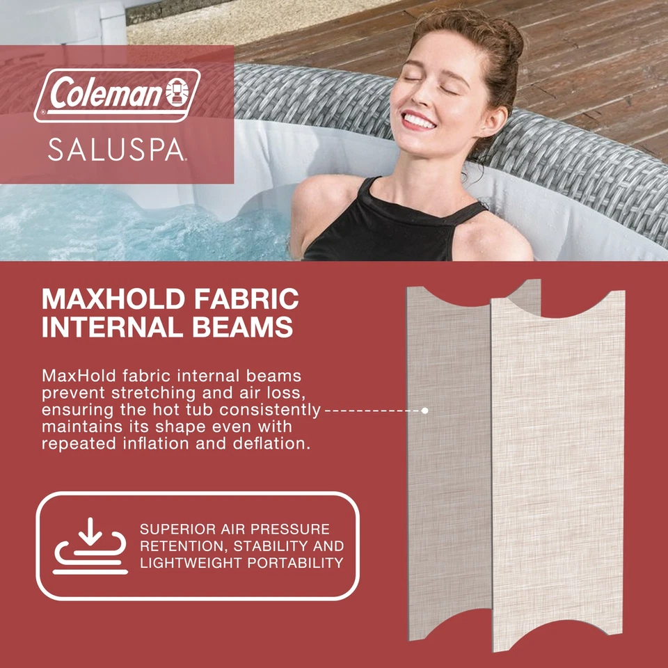 Bañera de hidromasaje inflable Coleman SaluSpa Sicily AirJet con 180 chorros calmantes, gris Foto 4 de 4