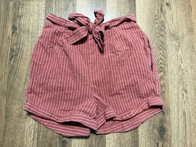 Sienne Sky Shorts Women's Size Small Red Striped Tie Waist Pull On Cut Off