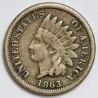 1863 1c Indian Head Copper-Nickel Cent - RAW - IHC - Penny - Nice Coin