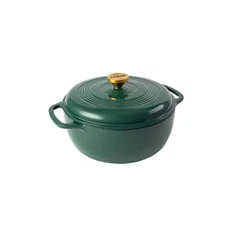Lodge 7.5qt Cast Iron Enamel Dutch Oven Emerald with Gold Handle
